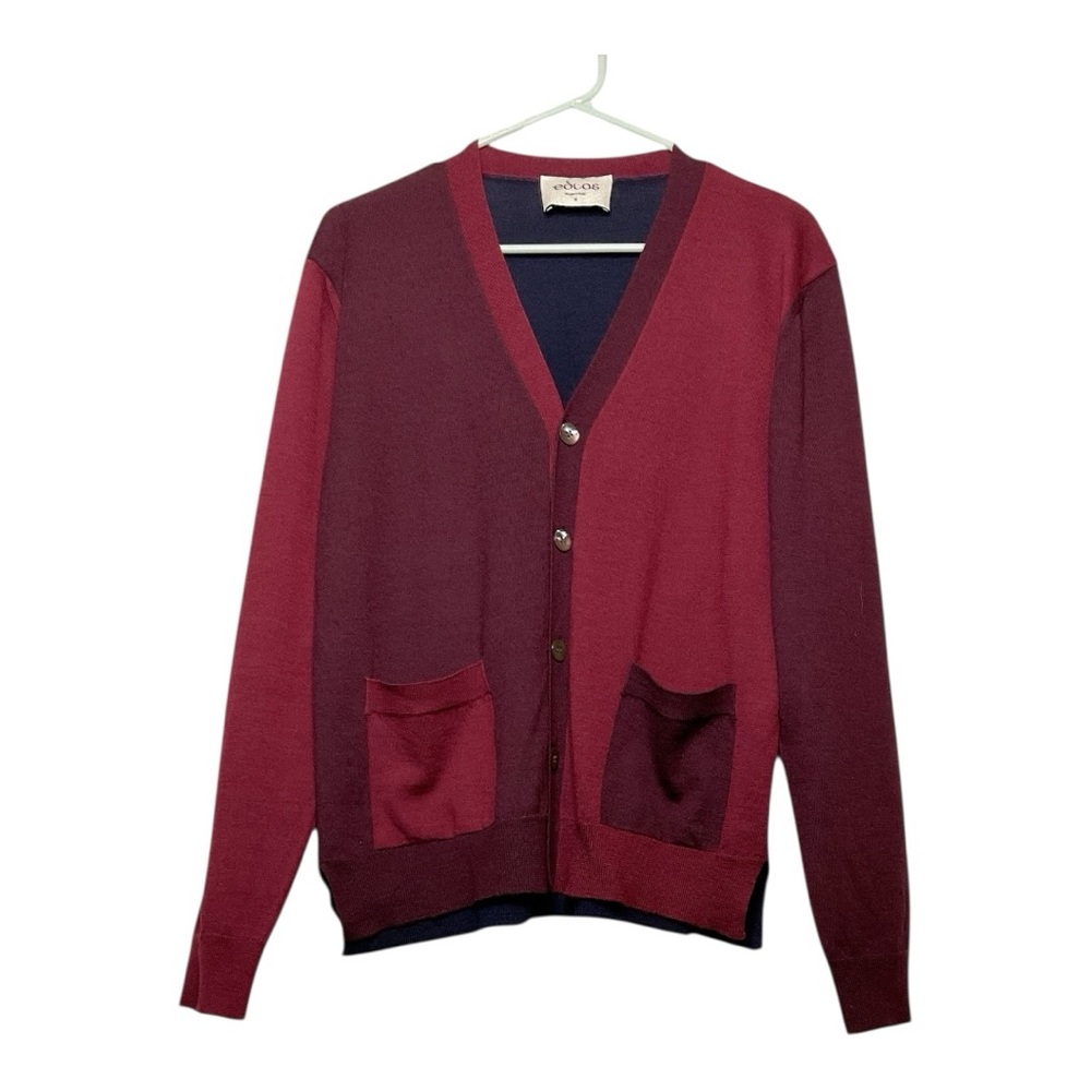 Women’s Eolas Adrian color-blocked cardigan in 100% extra fine merino wool, sz S